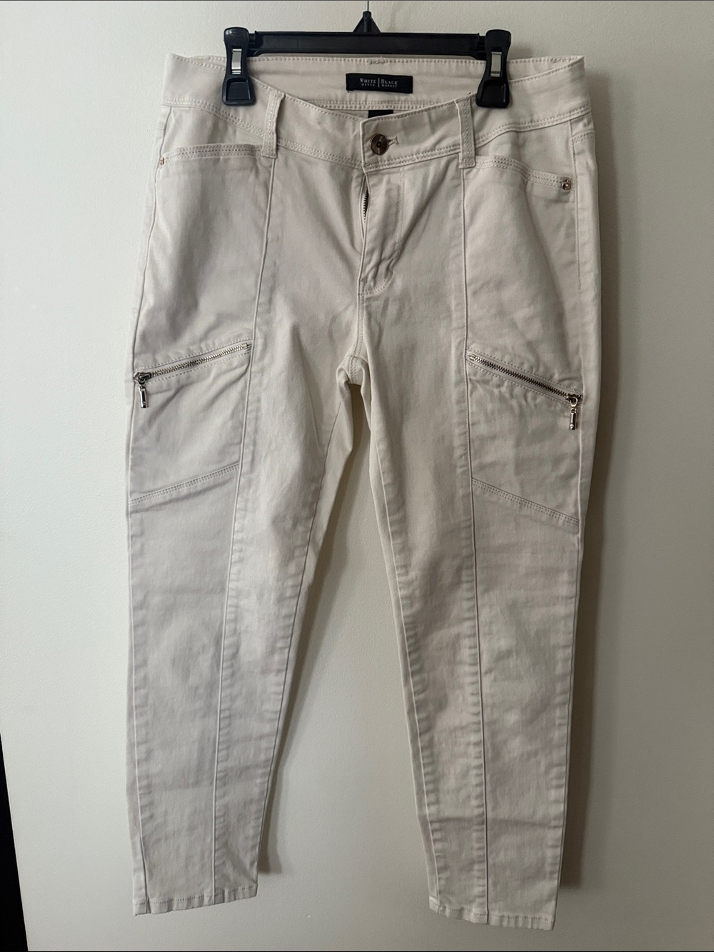 White House Black Market Cream Cargo Ankle Jeans